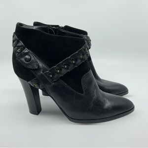 DIANE VON FURSTENBERG Italian Ankle Boots DVF Bootie Leather Suede Studs H4” 7